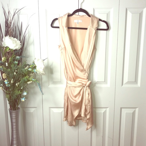 Missguided Dresses & Skirts - Champagne Satin wrap dress Missguided Dresses & Skirts - Champagne Satin wrap dress